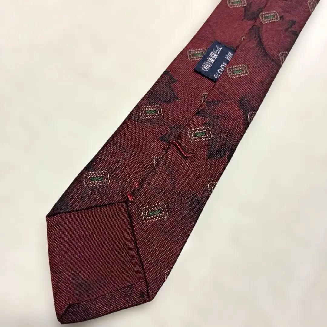 【美品】BURBERRY バーバリー ネクタイ ボルドー ホースロゴ シルク