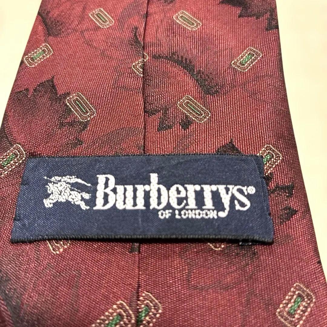 【美品】BURBERRY バーバリー ネクタイ ボルドー ホースロゴ シルク