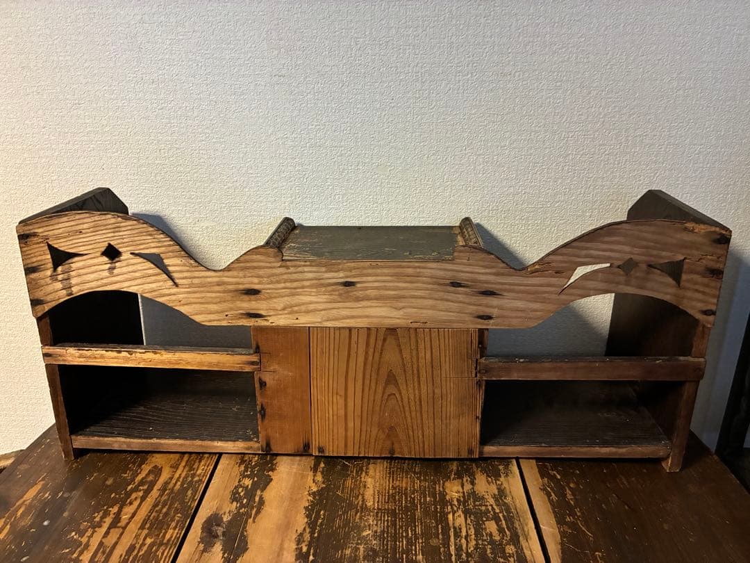 アンティーク　木製　本立て　飾り棚　本棚　古道具　引き出し　レトロ