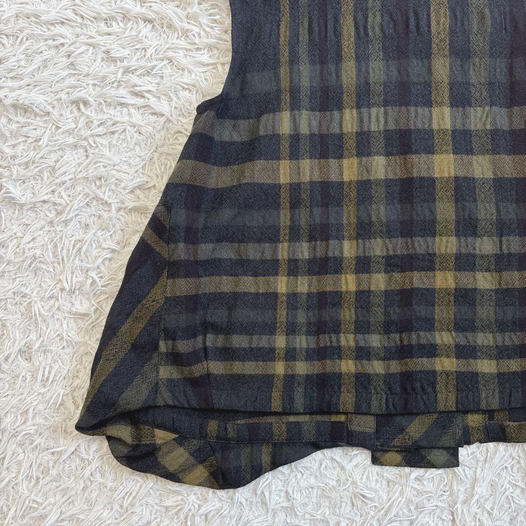 美品✨️慈雨 ジウ センソユニコ ベスト チェック柄 アシンメトリー 変形 40