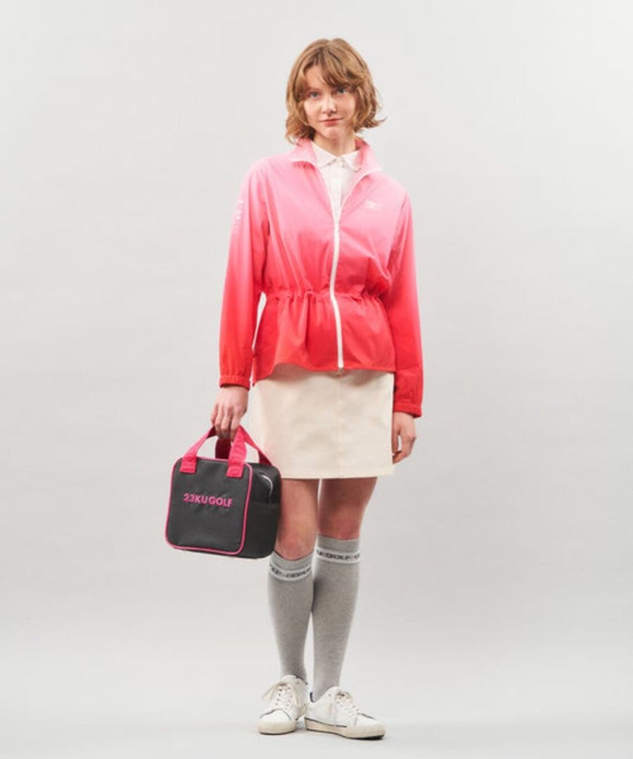 23KU GOLF 保冷機能付カートバッグ 黒/ピンク