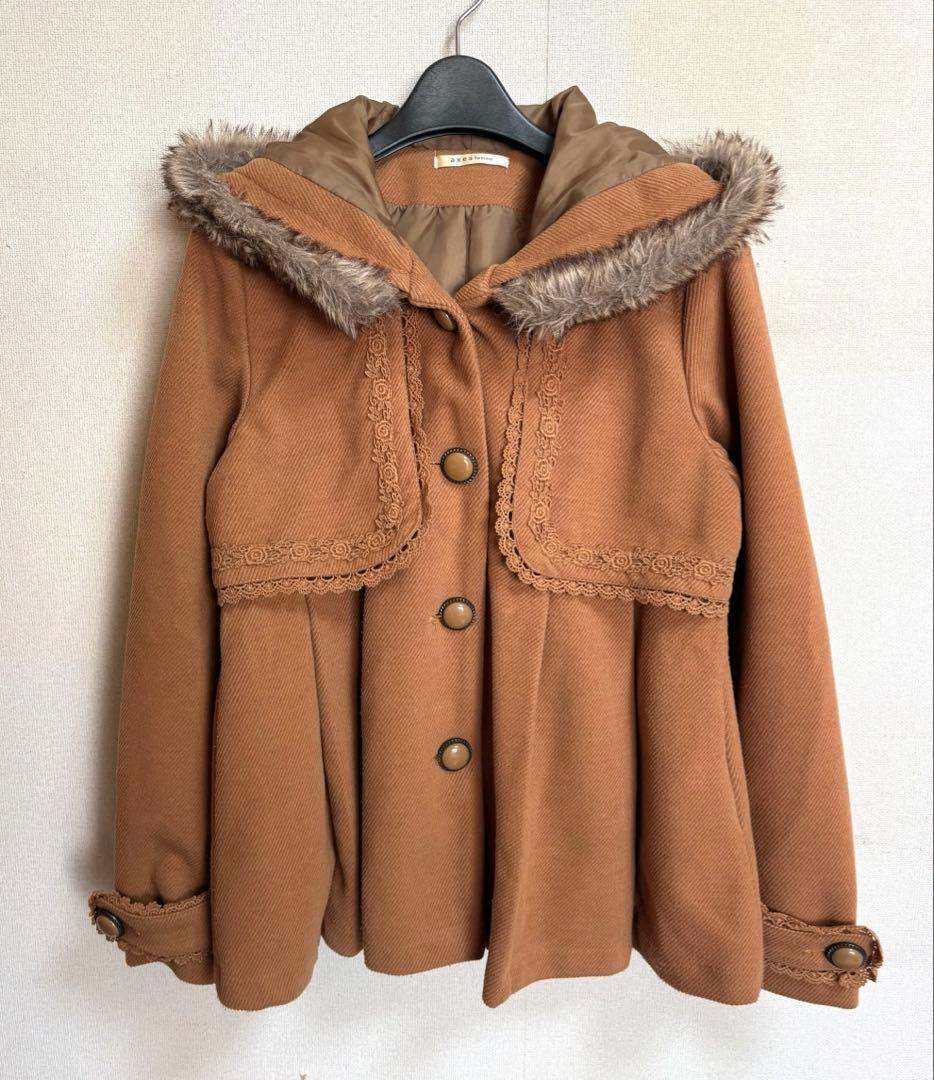 アクシーズファム ファー フードケープコート 森ガール フェアリーグランジ 平成