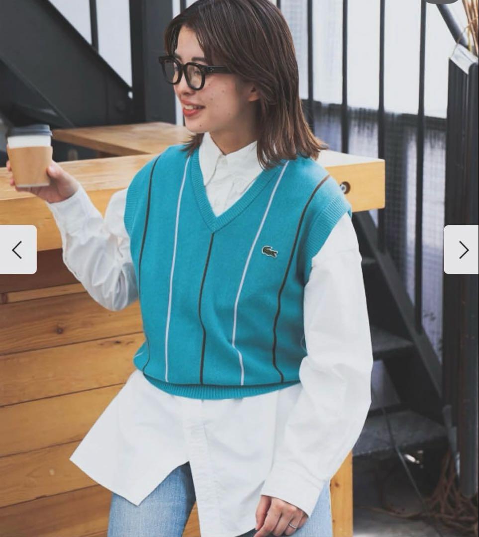 LACOSTE for BEAMS BOY別注ストライプVネックベスト
