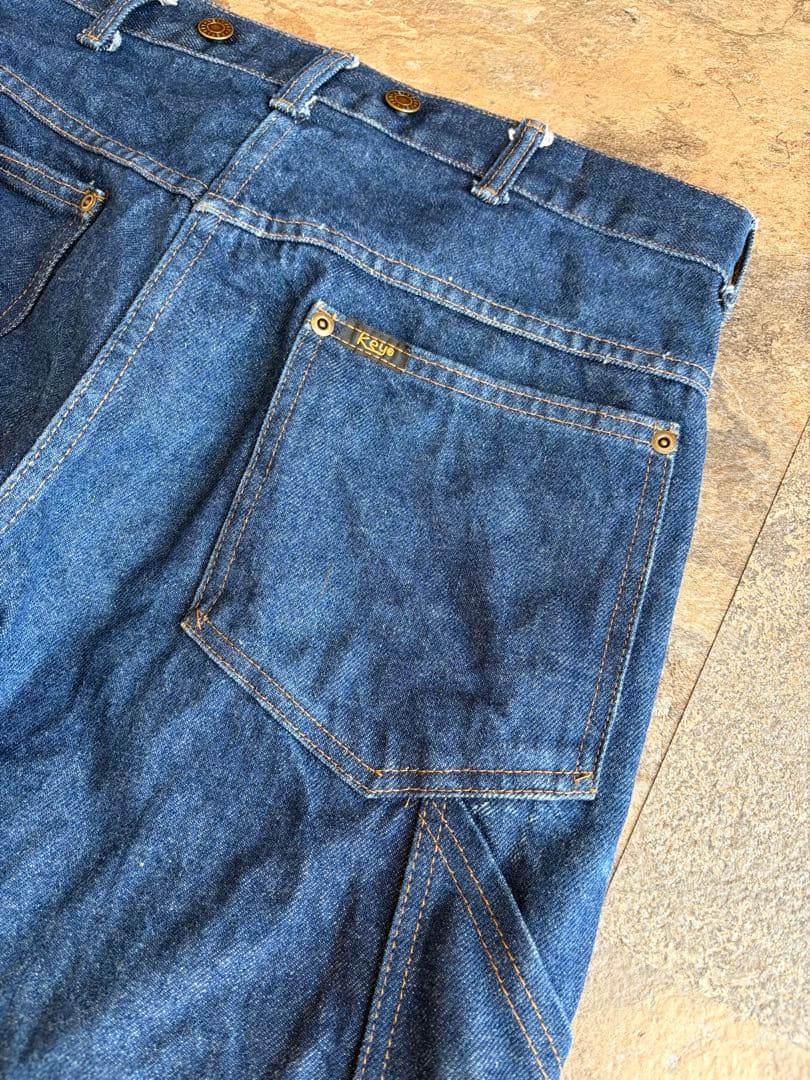70-80s KEY デニムペインターパンツ サスペンダーボタン 実寸W32