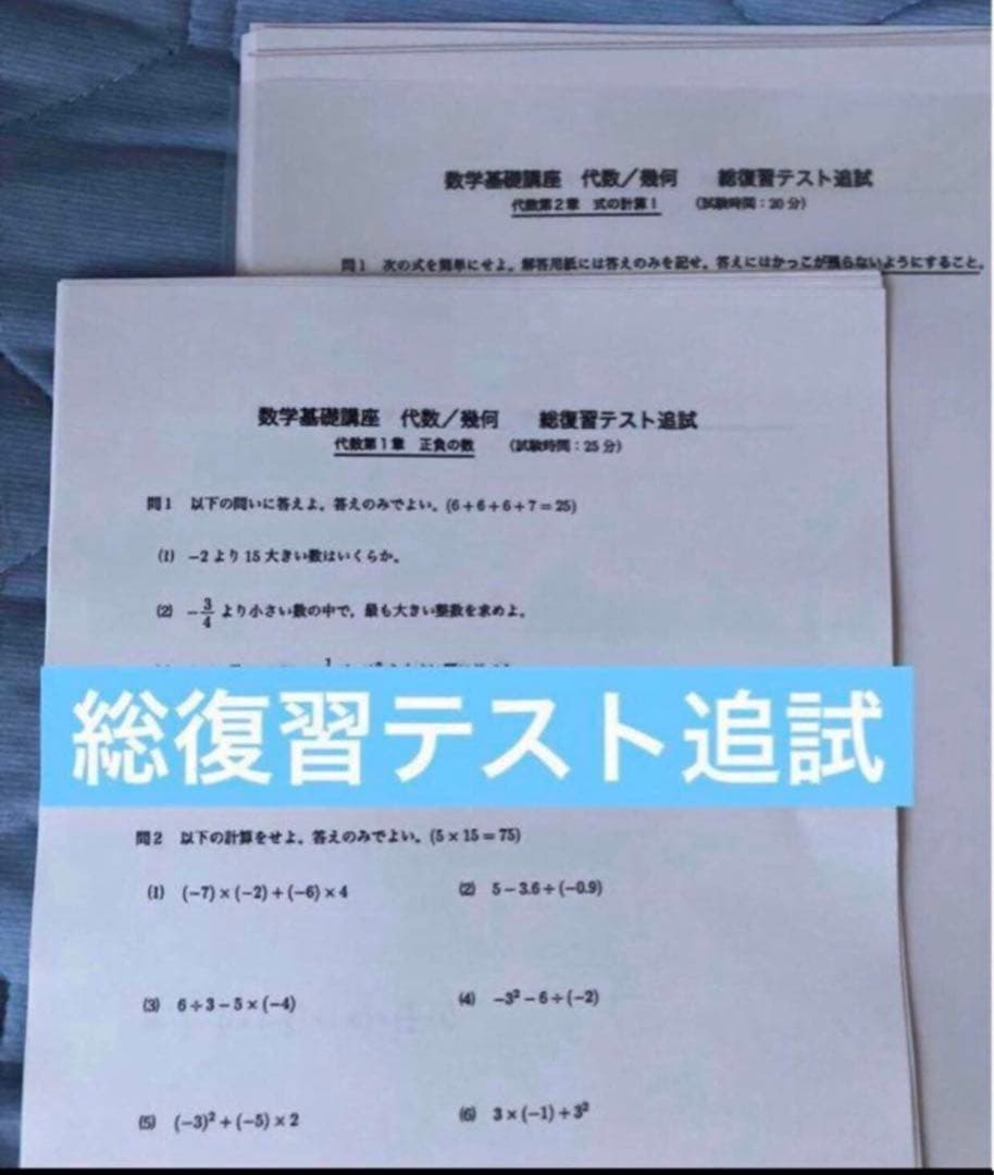 【フルセット　独学可】鉄緑会 中1 数学　基礎講座 通年セット　大容量プリント付