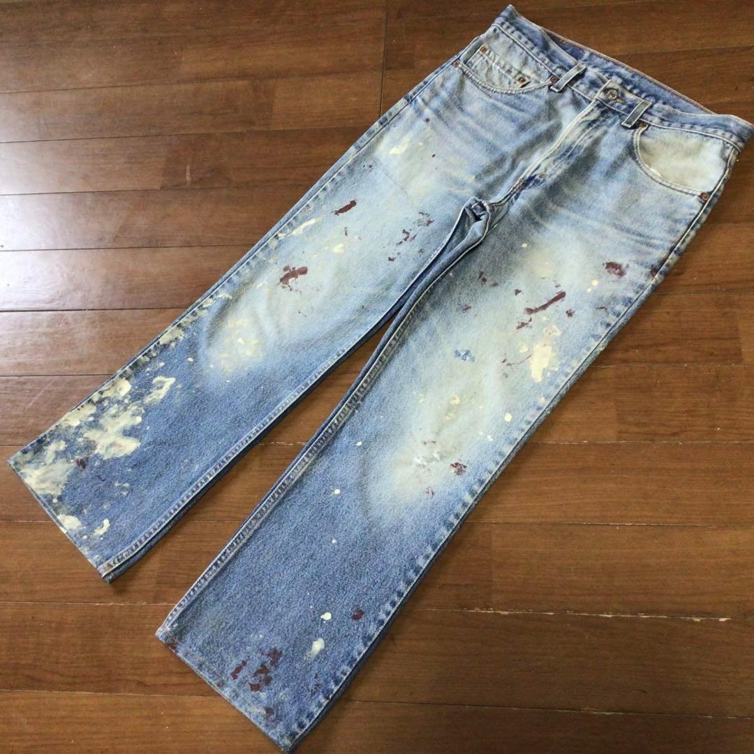 ★90sUSA製リーバイス517 W33 股下70cm 赤文字 ペイントデニム
