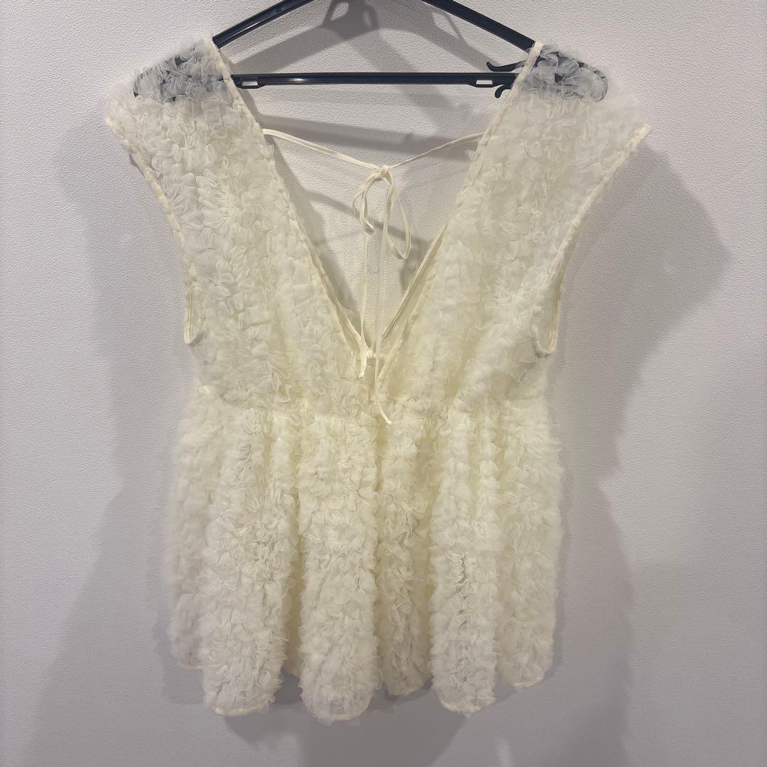 Mystrada アイボリー Vネック フリルベスト