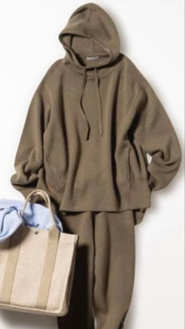 セオリーリュクス✖️高橋リタコラボコットンカシミヤ　ニットフーディ　カーキ