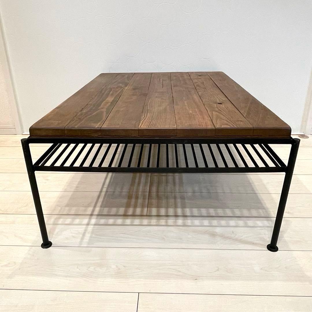 【美品】KeLT ケルト ローテーブル 棚付き アイアン×木製 インダストリアル