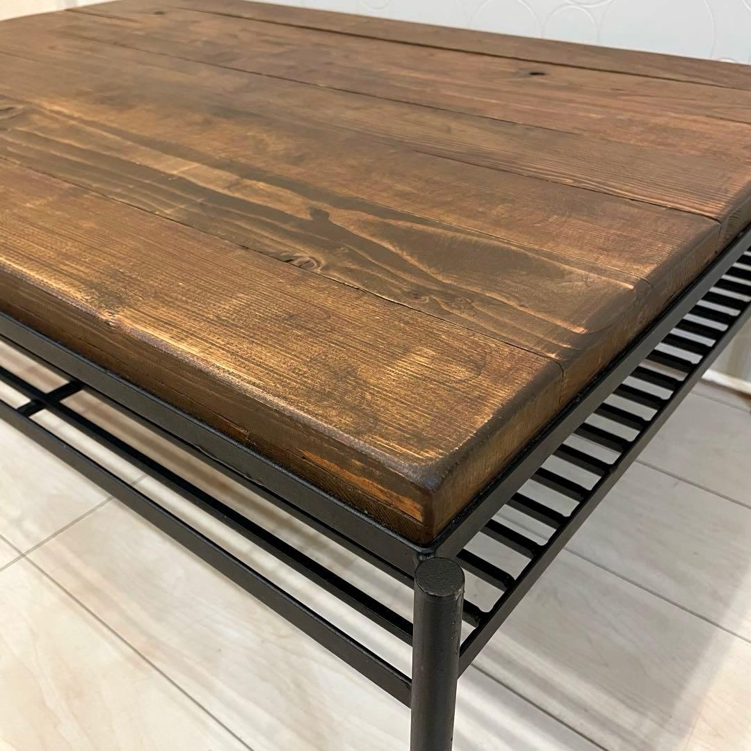 【美品】KeLT ケルト ローテーブル 棚付き アイアン×木製 インダストリアル