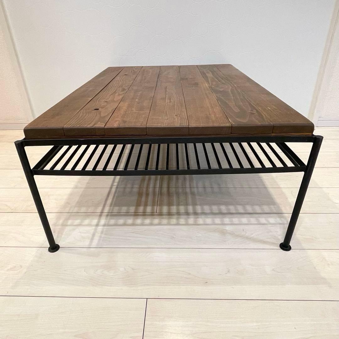 【美品】KeLT ケルト ローテーブル 棚付き アイアン×木製 インダストリアル