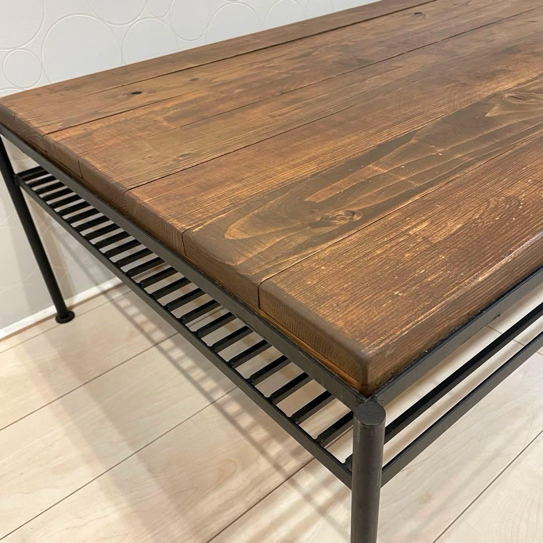 【美品】KeLT ケルト ローテーブル 棚付き アイアン×木製 インダストリアル