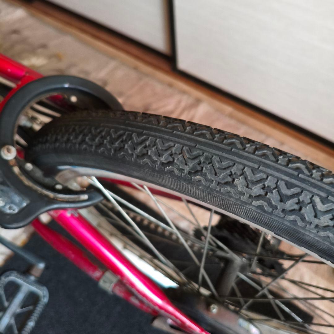 Jeep 折りたたみ自転車 赤 前カゴ付き 6段変速 送料込み