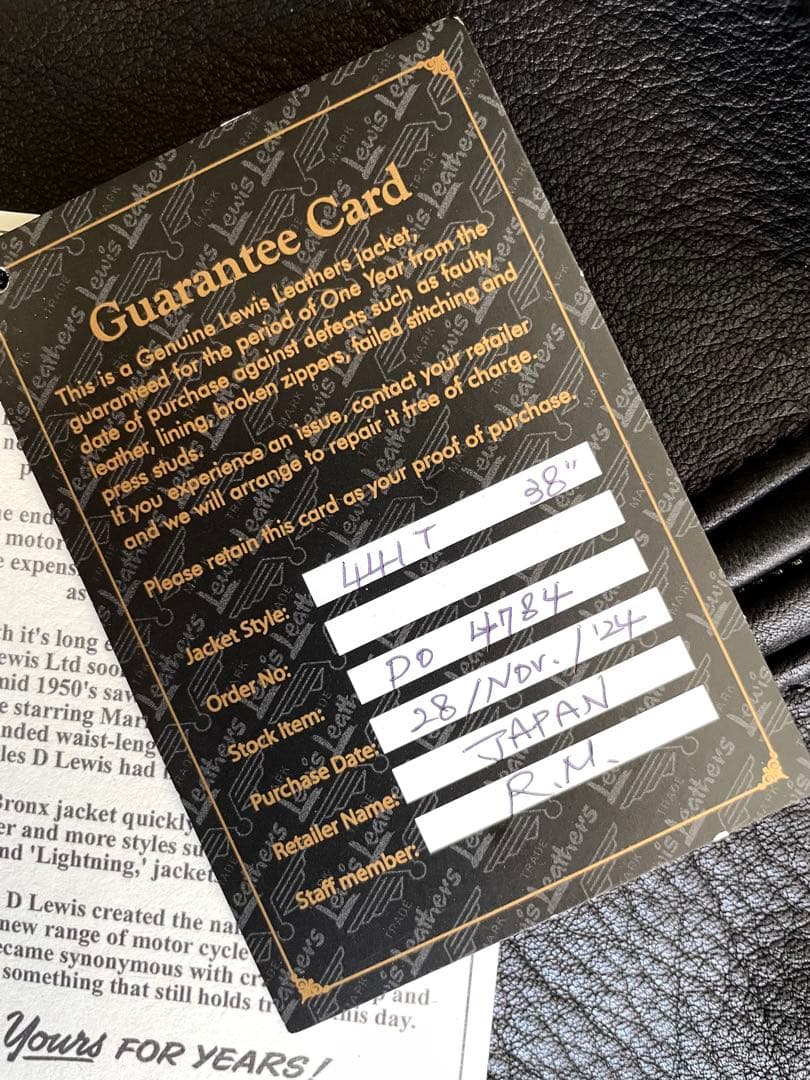 美品 ルイスレザー×リアルマッコイズ サイクロン 黒 38 付属品完備