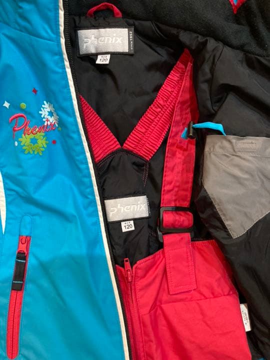 スキーウェア上下セット phenix 120 水色✖️赤ピンク