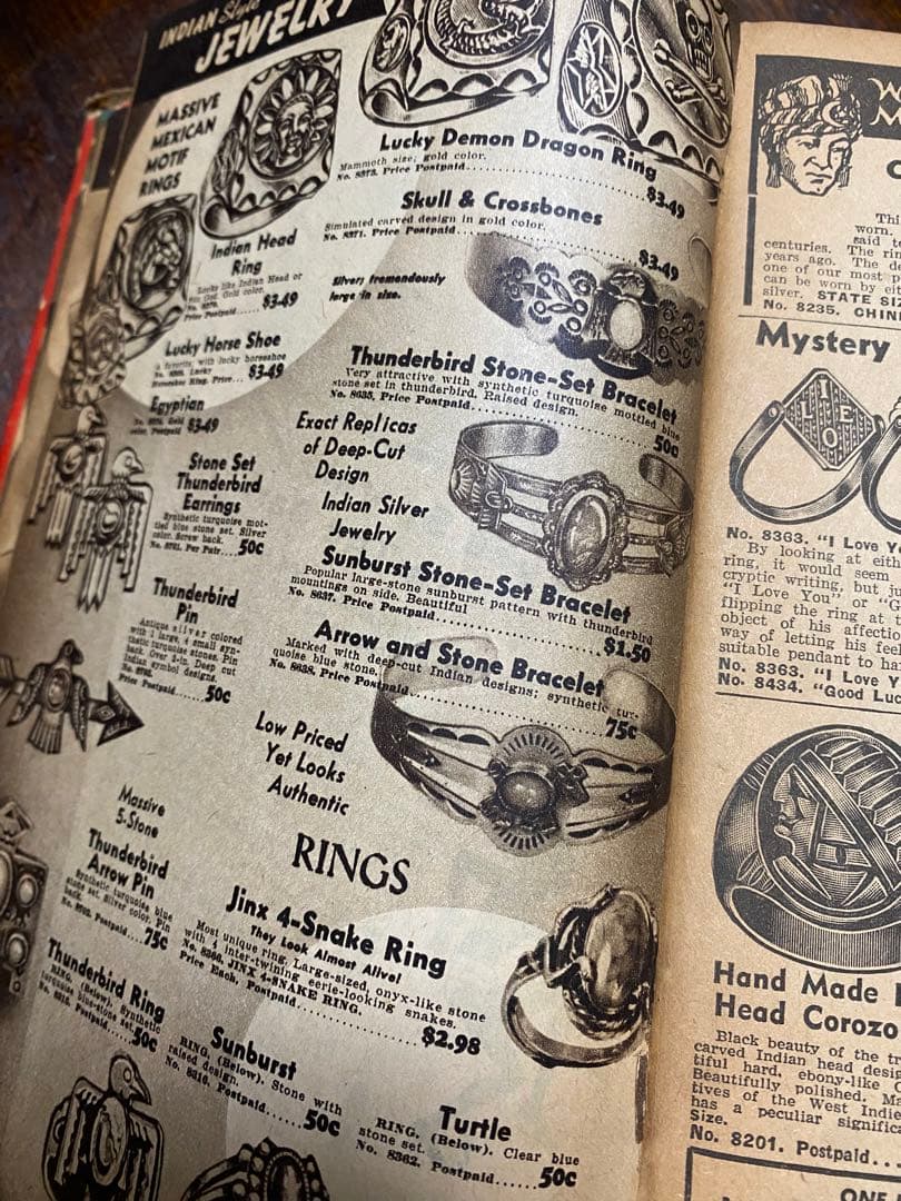 50s' ビンテージカタログスカルアッシュトレイ、メキシカンリングカタログ