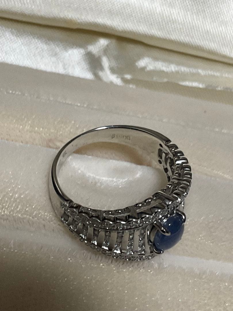 pt900スターサファイアダイヤモンドリング