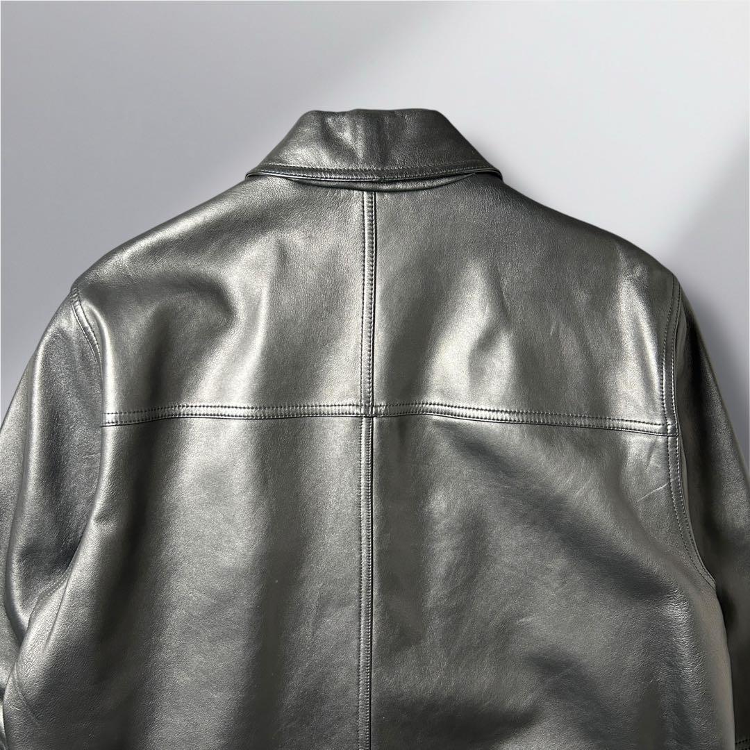 『美品』00's'ラムレザージャケット羊革カーコート本革XLハーフコート経年変化