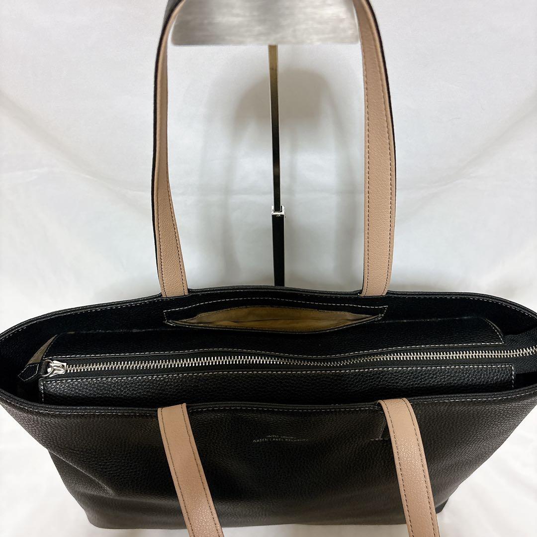 【希少】グリーンレーベルリラクシング レザー ブラック トートバッグ A4