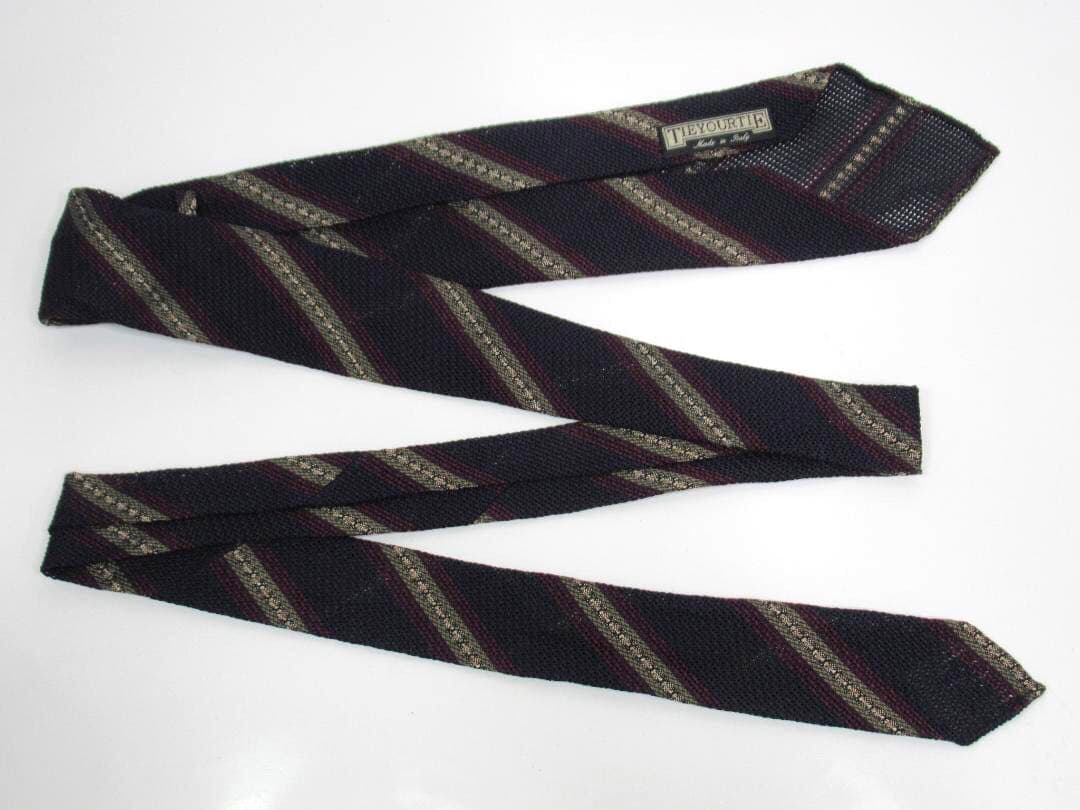 TIEYOURTIE タイユアタイ セッテピエゲ ニット調ストライプ ネイビー系