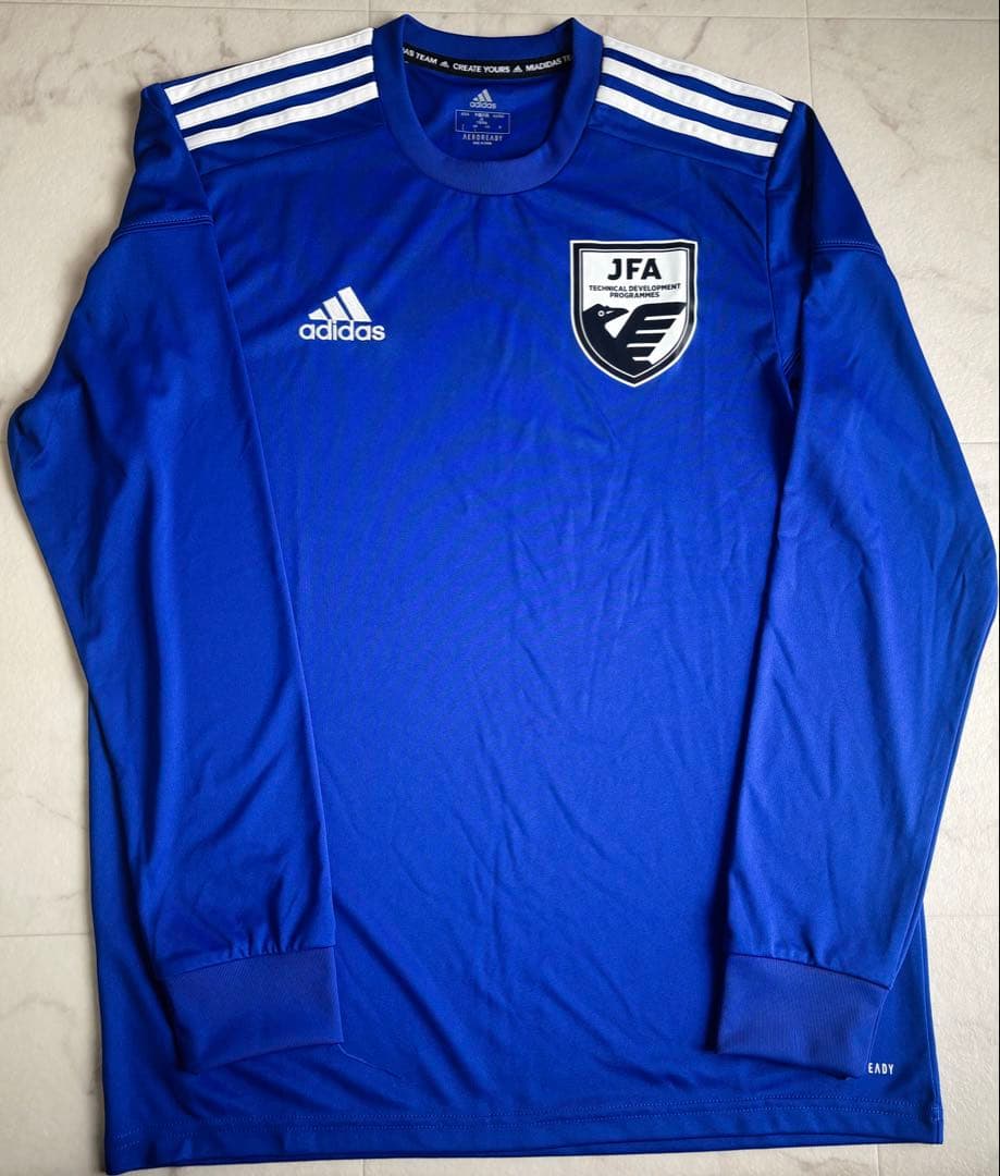 【JFA支給】adidas JFAエンブレム 青 長袖シャツ　長袖半袖セット