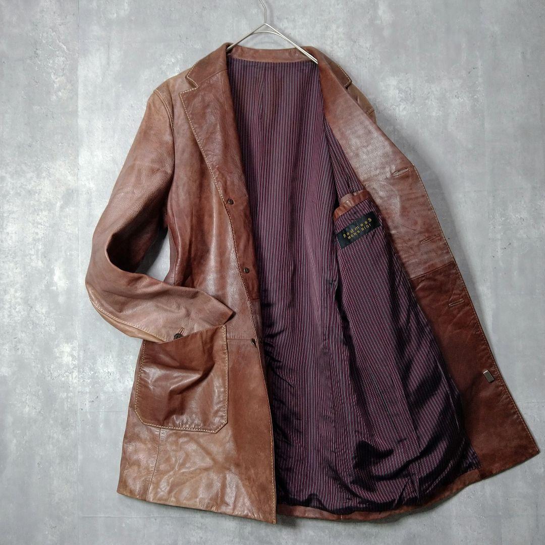 メンズビギ 本革 Lサイズ カウレザー テーラードジャケット バーガンディー