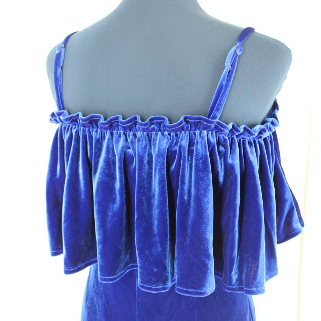 【美品 フラダンス衣装】ブルー ベロア ALOHA KIDS ワンピース ドレス