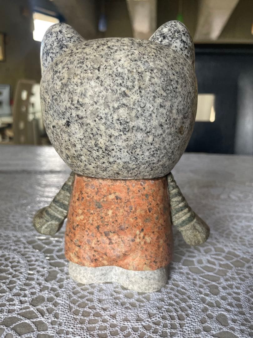 希少　御影石　石像　置物　猫