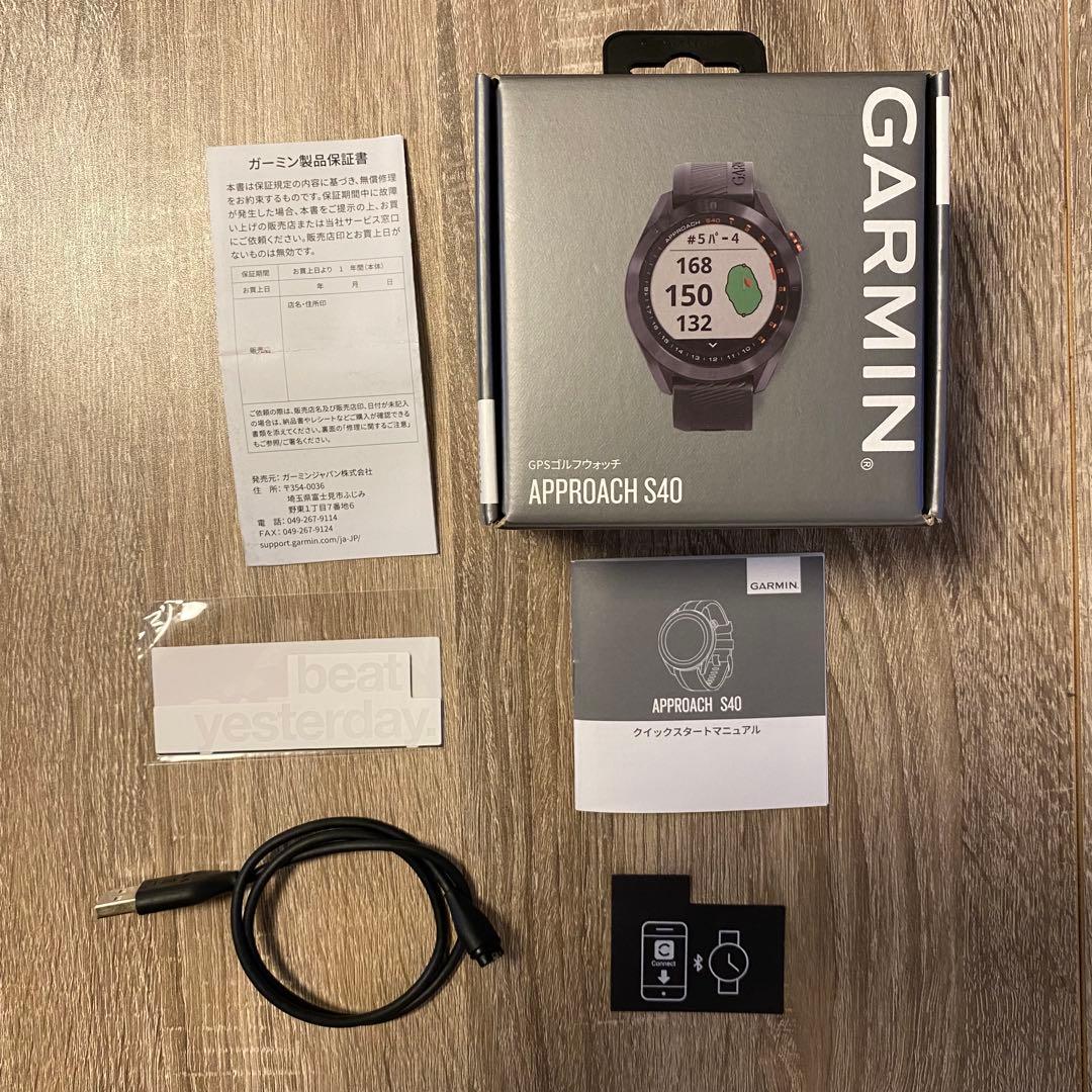 Garmin Approach S40 GPSウォッチ（ブラック）付属品あり