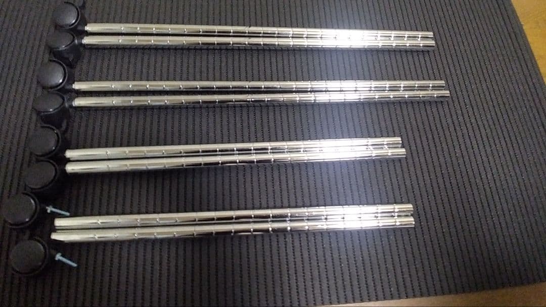 メタルラック　6枚板(木板3)　2台使用可　組替え自由　キャスター8　送料込み