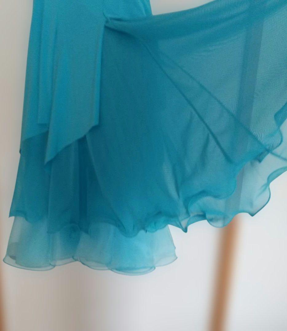 ターコイズ ダンス衣装 セットアップ　社交ダンス