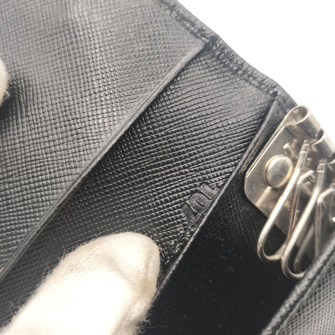 ◎プラダ　6連キーケース　サフィアーノ　トライアングルロゴ　ブラック