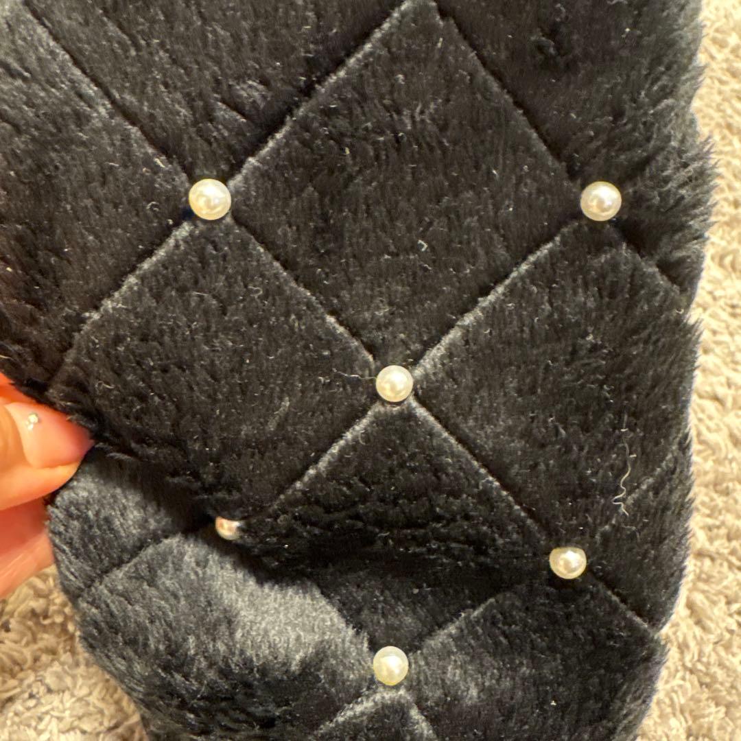 新品　タグ付　adabat ブラックファーバイザー　アームカバー　防寒　黒　上品