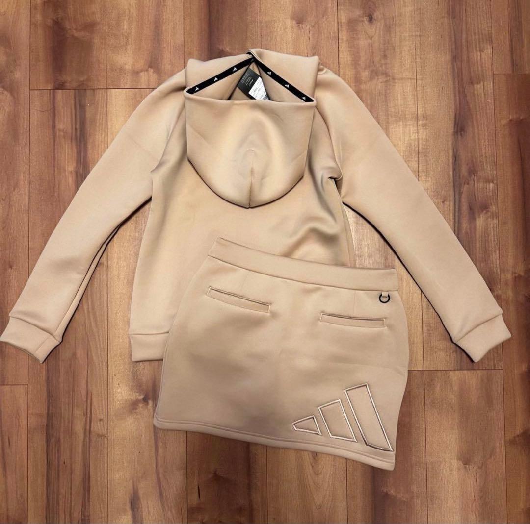 トレーナー　スカート　ダンボールニット　セットアップ　春秋　ベージュ　MとS