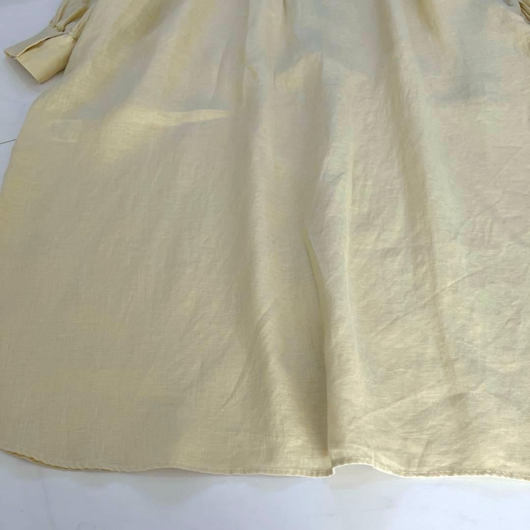 アーバンリサーチドアーズ リネンギャザーワンピース　ロング　麻100% イエロー