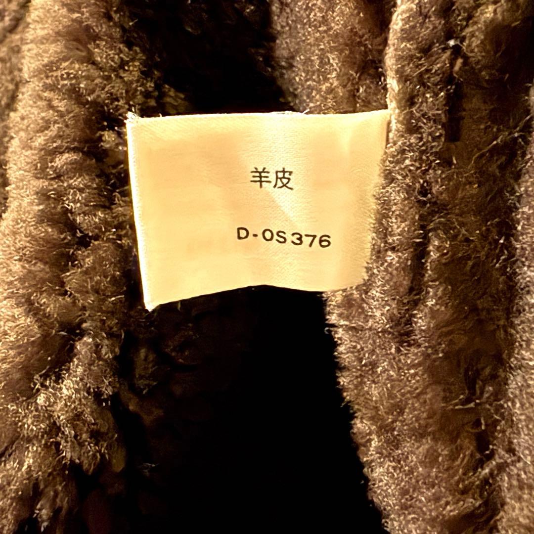 美品☆ムートン 羊革 レザージャケット 裏ボア 本革 ブラウン メンズL〜XL