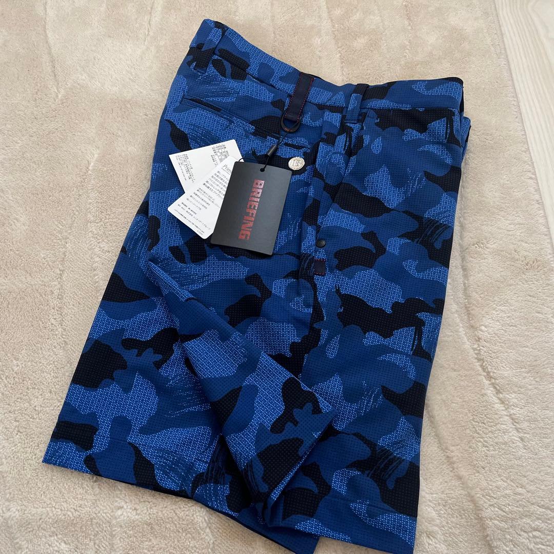新品★27,500円BRIEFINGゴルフ カモフラショートパンツ 青黒迷彩