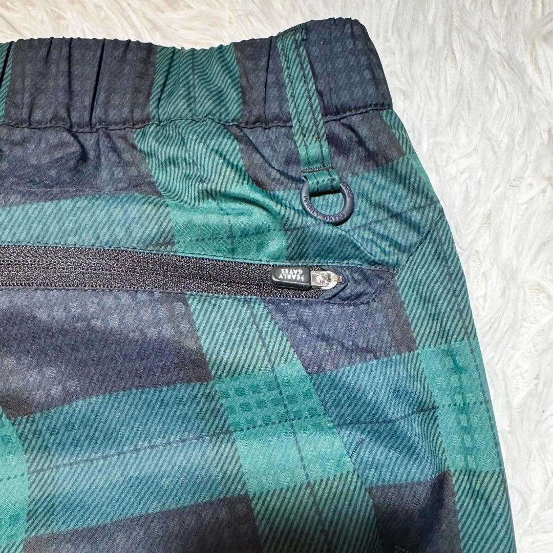 未使用級 パーリーゲイツ チェック柄 蓄熱 裏起毛 ナイロンパンツ リング付 L