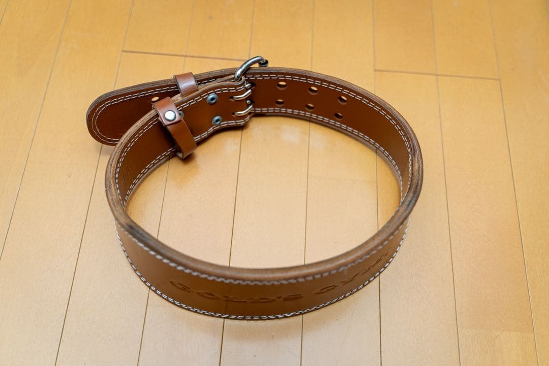 【美品】GOLD’S GYM レザー トレーニングベルト ウエイトベルトMサイズ