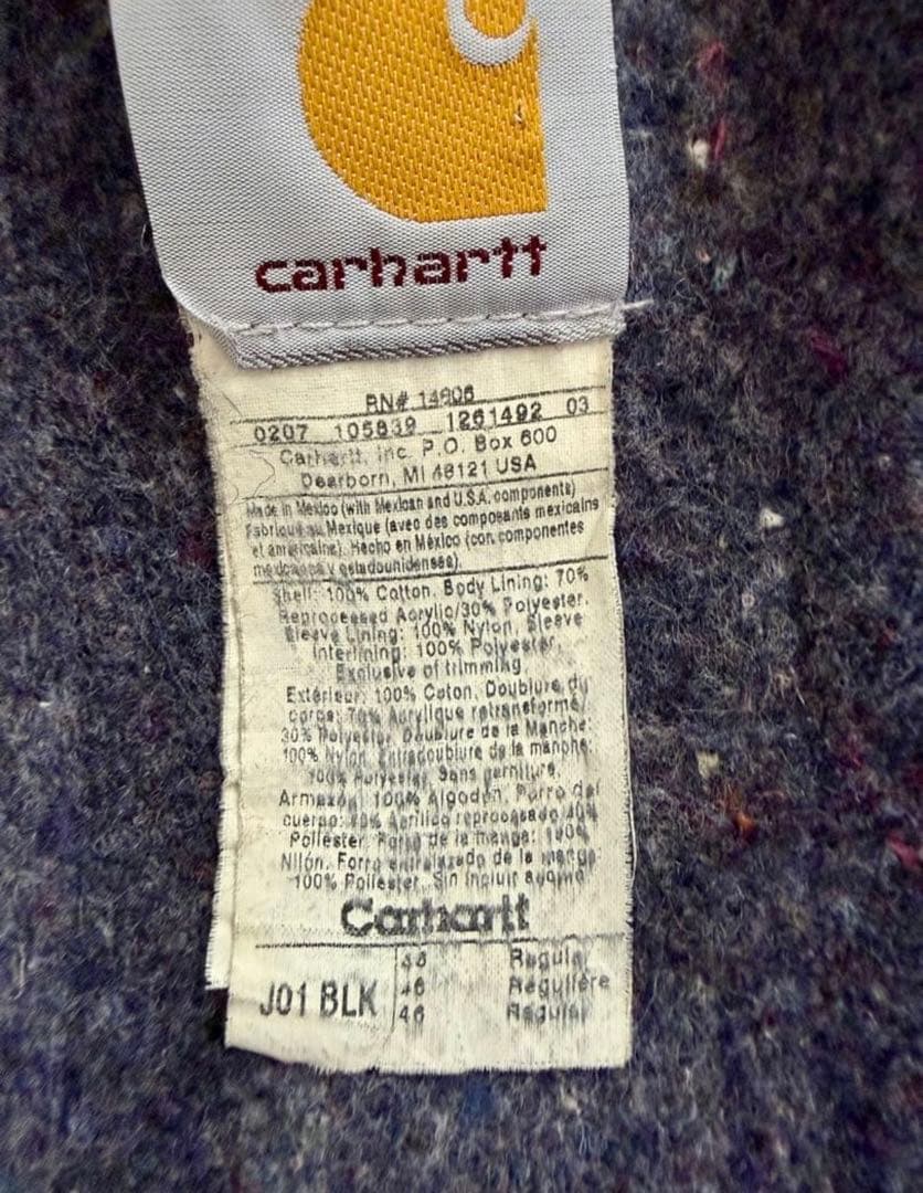 カーハート デトロイトジャケット ブラック　YKK USA ジッパー