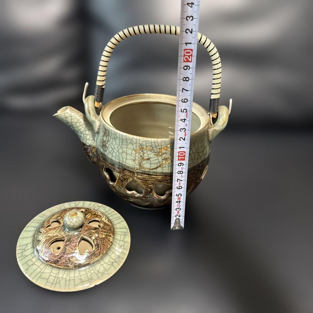 森*田様 相馬焼き特大急須跳ね馬二重造3点セット