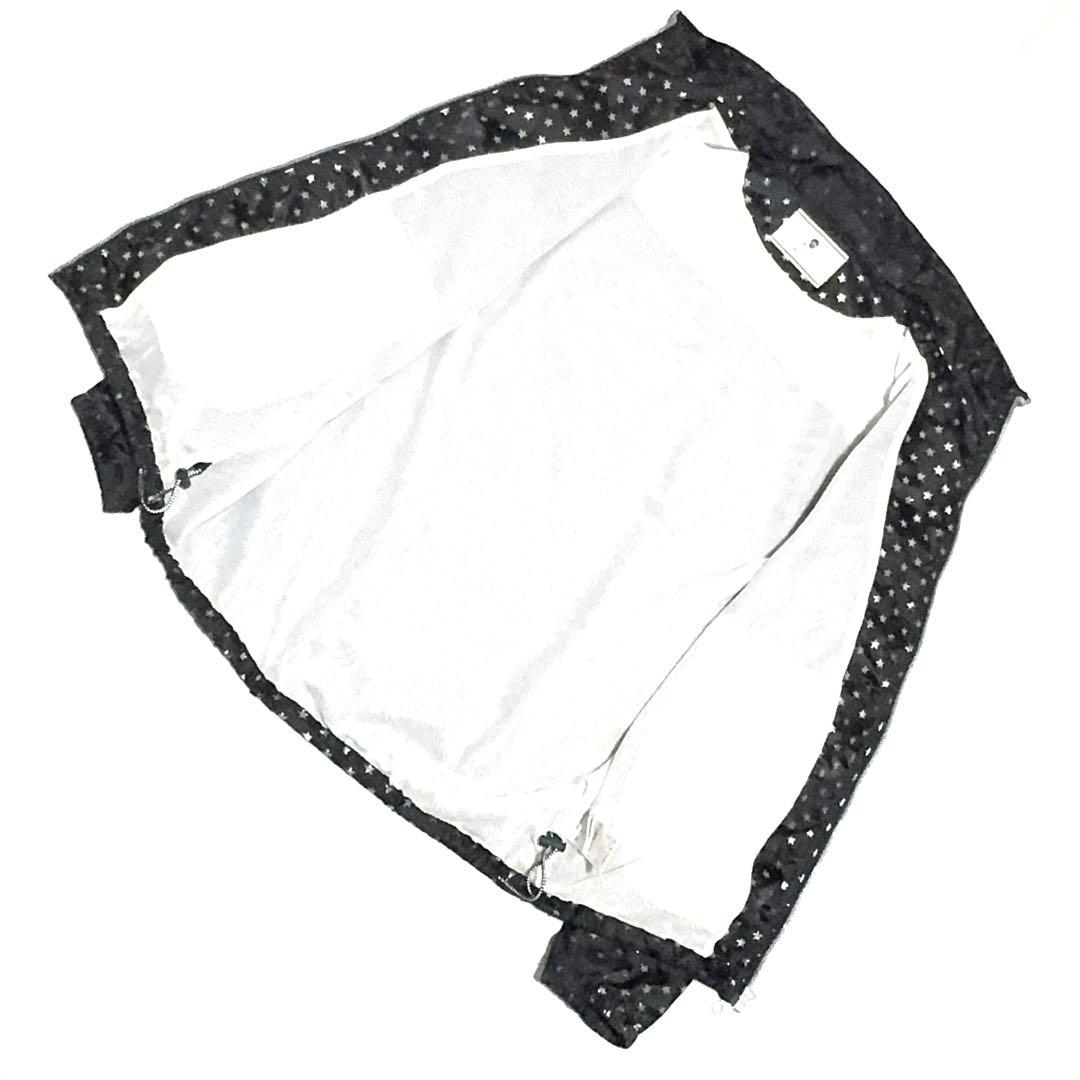 目立つダメージなしマークアンドロナナイロンジャケット黒星柄フードY2K ゴルフ