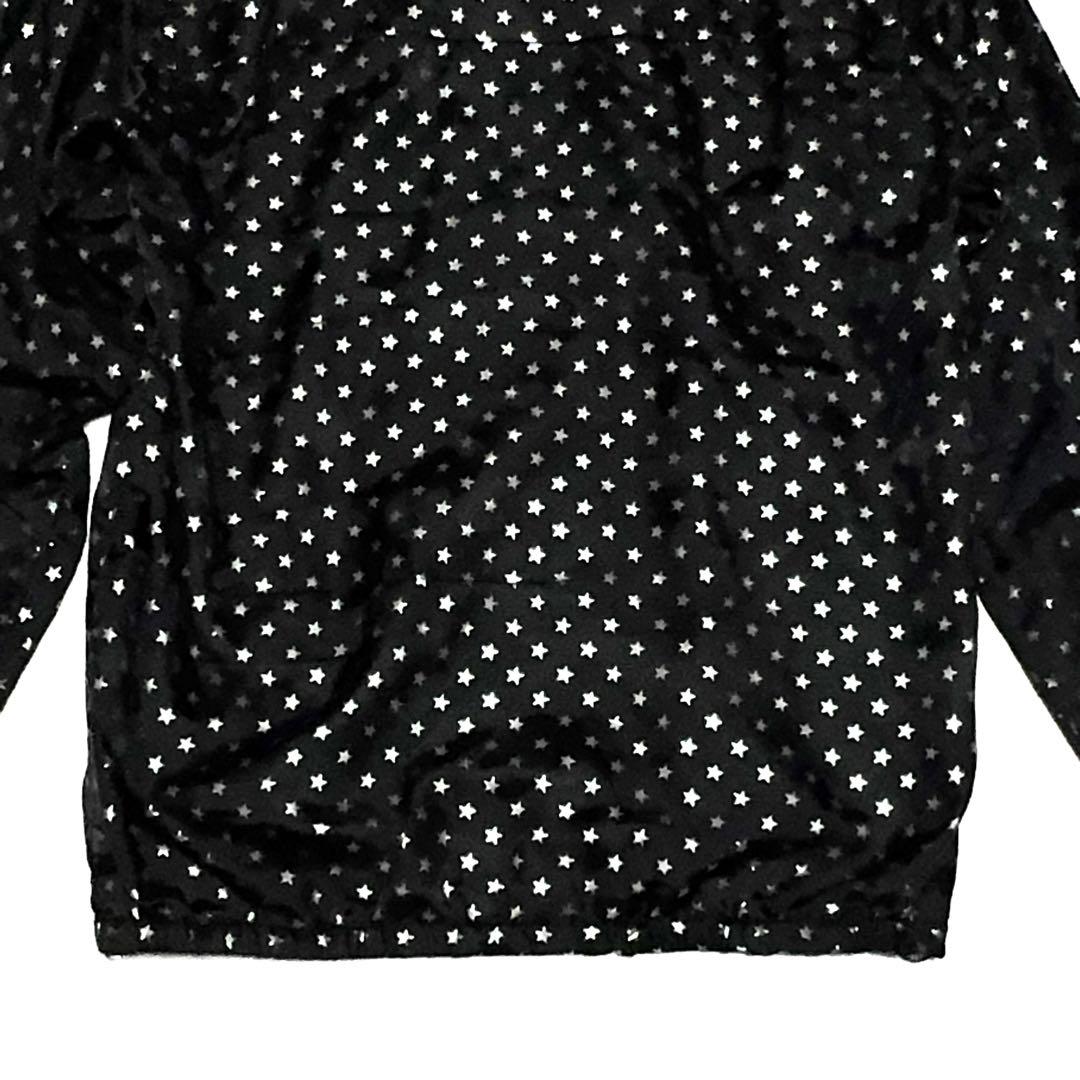 目立つダメージなしマークアンドロナナイロンジャケット黒星柄フードY2K ゴルフ