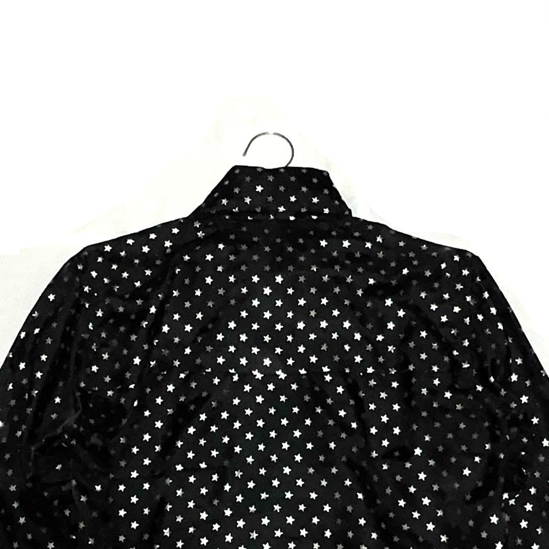 目立つダメージなしマークアンドロナナイロンジャケット黒星柄フードY2K ゴルフ
