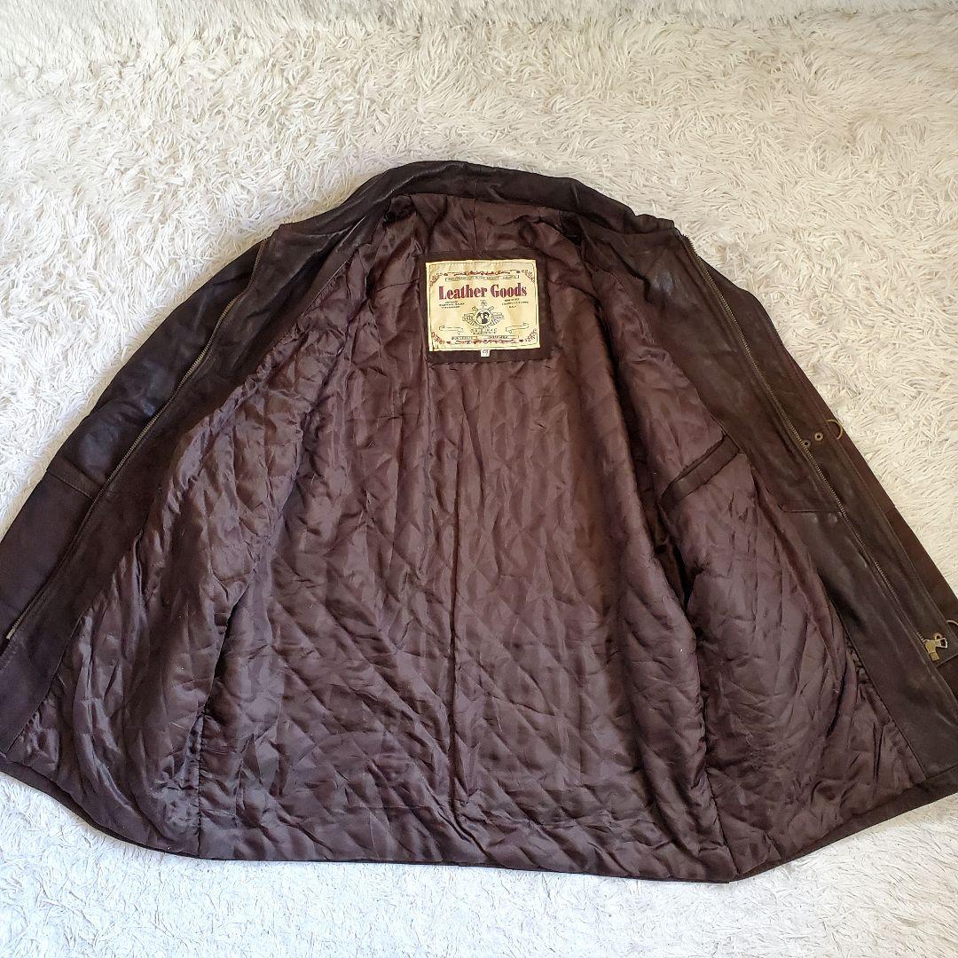 イタリア製 ファイヤーマンジャケット レザー 本革 ビンテージ XL