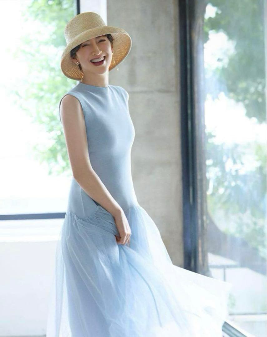 【新品未使用】CELFORD スカラップ切替ドッキングニットワンピ－ス36