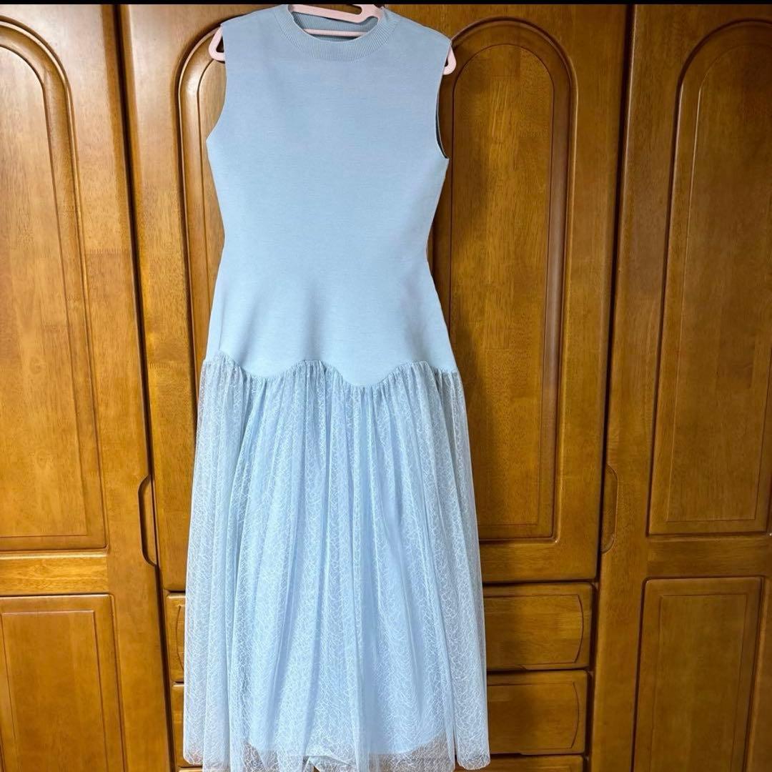 【新品未使用】CELFORD スカラップ切替ドッキングニットワンピ－ス36