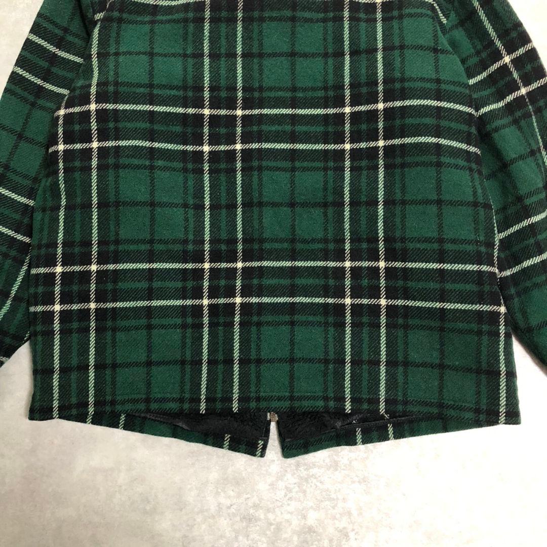 90s USA製Woolrich裏ボアウールジャケットシャドーチェック緑XL相当
