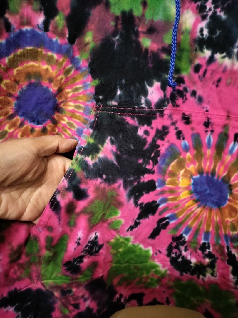 エスニック　タイダイ染め　パーカー　コットン　男女共用　新品　タイ製2