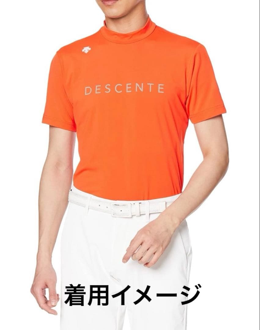 デサント　ゴルフ　モックネック　オレンジ　白ロゴ　蛍光色　春夏　メンズＭ　極美品